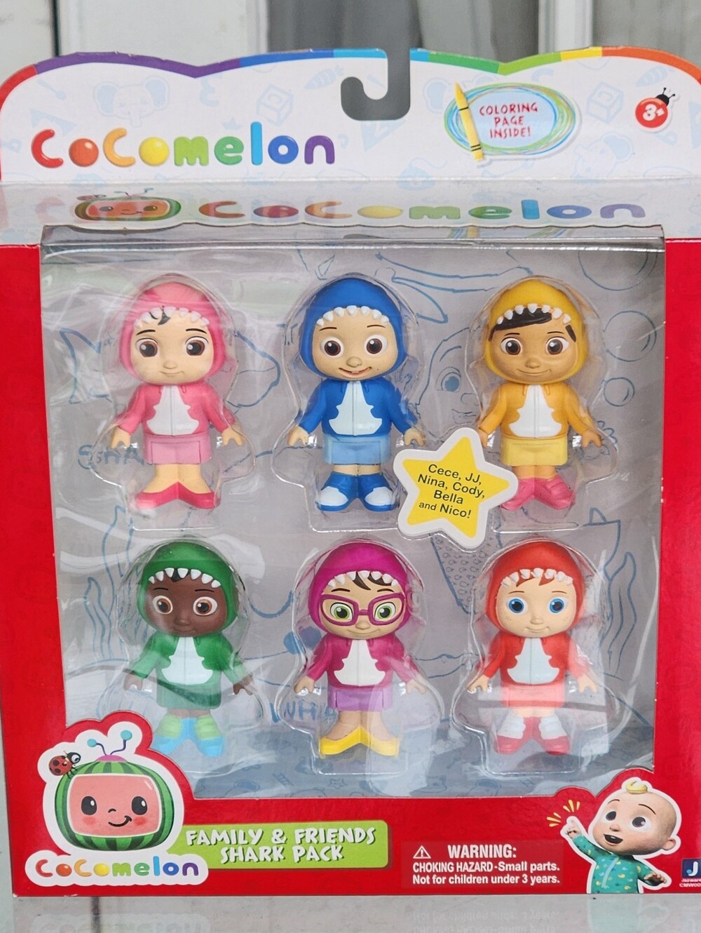 New Cocomelon Family & Friends Shark Pack With Figures By Jazwares